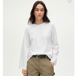 NWT J. Crew Boyfriend Jersey Relaxed Long Sleeve T Shirt White Size XS